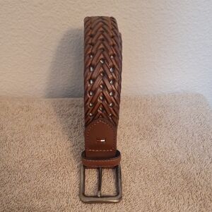 Tommy Hilfiger Brown Woven Leather Belt 34